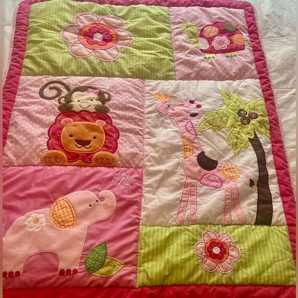 Whimsical Pink and Green Patchwork Quilt